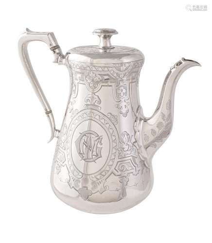 A Victorian silver tapered coffee pot by Daniel & Charles Houle