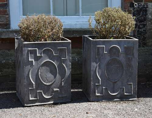 A pair of lead planters in George II style