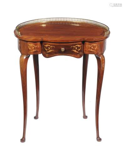 An Edwardian mahogany and marquetry inlaid side table