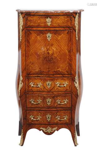 A French kingwood and marquetry inlaid secretaire a abattant