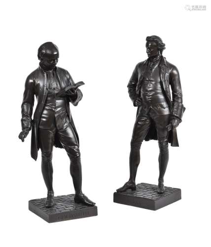 Two simulated bronze models of Oliver Goldsmith and Edmund Burke after J. H. Foley RA (1818-1874)
