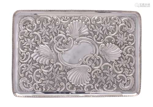 A late Victorian silver large rectangular dressing table tray by William Hutton & Sons