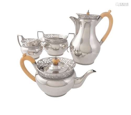 A silver baluster four piece tea service by C. S. Harris & Sons Ltd