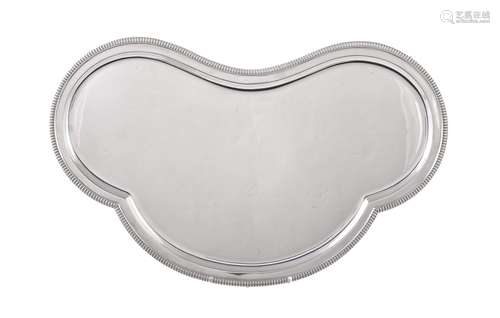 A silver trilobed drinks tray by Pearce & Sons