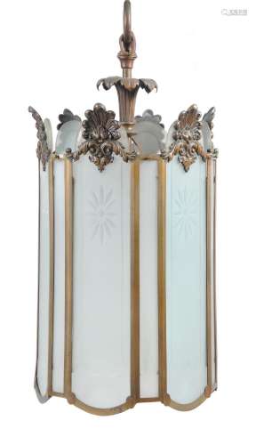 A George III style brass hanging lantern