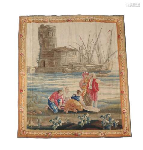 An Aubusson 'seaport' genre tapestry