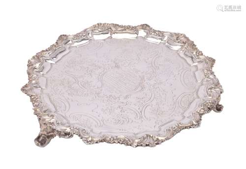 A William IV silver shaped circular salver by Henry Wilkinson & Co.