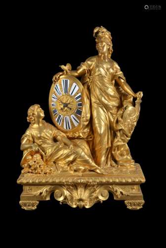 An impressive Napoleon III French figural ormolu mantel clock- Lerolle Frères