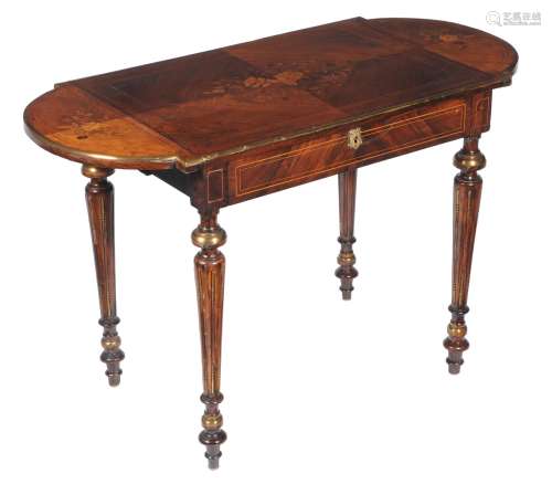 A French rosewood, box strung and gilt metal mounted side table