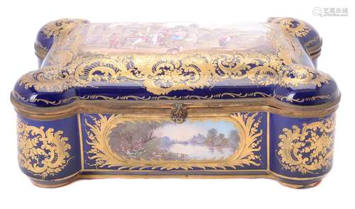 A French Sevres-style pottery and gilt metal mounted casket