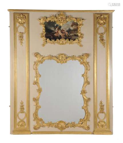 A giltwood and painted trumeau mirror