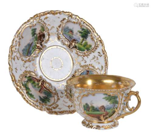 A Russian porcelain (Kornilov Bros.) teacup and saucer