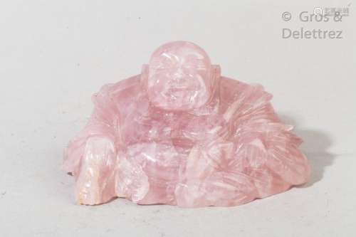 Budai en quartz rose.  Chine Long. 14,5cm.                                                                                                                                                                                                                                                                                                                         估价            50 - 60 EUR                                                                                                                                                                * 不计佣金。