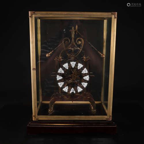 铜鎏金教堂式机械座钟