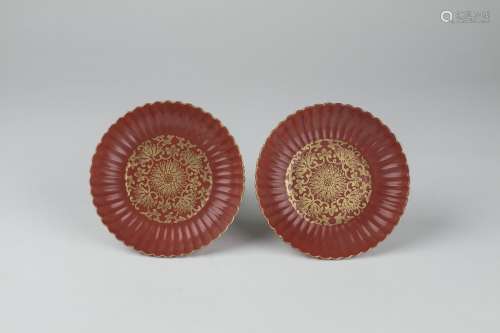 A Pair Of Red-Ground Porcelain 