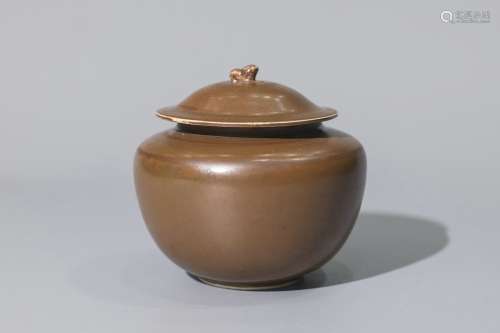 A Brown Glazed Porcelain Pot And Cover