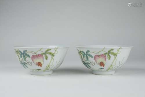 A Pair Of Famille Rose Porcelain Bowls