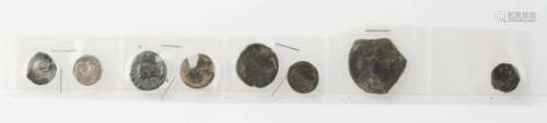 Set of eight Antique silver or bronze coins.