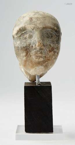 Stone head. Ancient Near Eastern work. High. : 6 c…