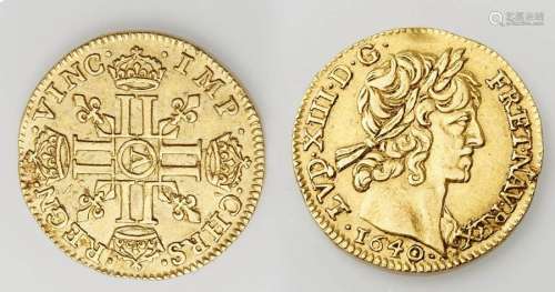 LOUIS XIII (1610 1643). Half louis of gold short w…