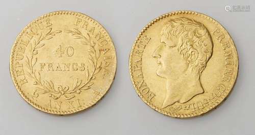 BONAPARTE First Consul (1799 1804). 40 Gold Francs…