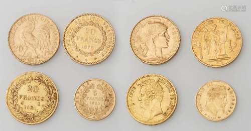 Lot of four (4) gold coins (21.00 g the 4): 20 Fra…