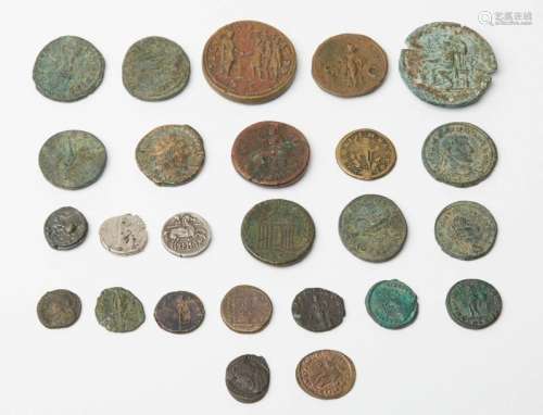 Lot of twenty one (21) various antique coins: Grea…