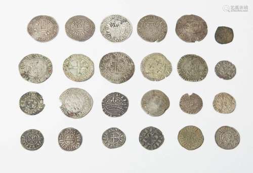Lot of twenty four (24) medieval silver coins incl…