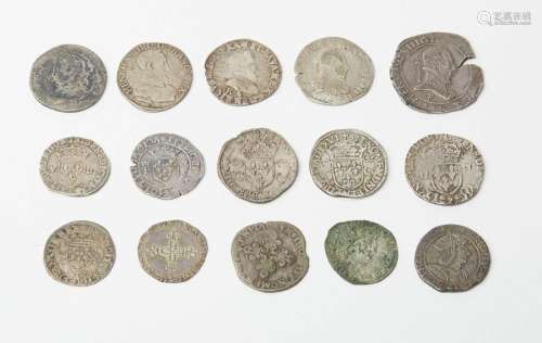 Lot of fifteen (15) French royal silver coins from…