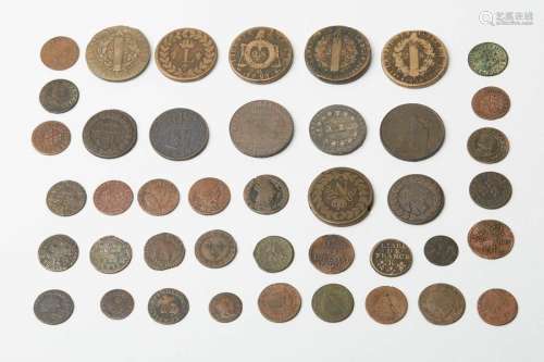 Lot of forty two (42) copper coins from Henri III,…