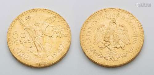 Gold coin of 50 pesos. Diameter : 3,5 cm. Weight :…