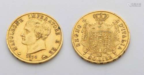 40 lira gold coin from 1814 (M). Diameter : 2,5 cm…