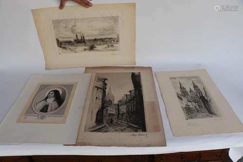 MANCHON Raphaël (1884/1975). Four engravings. 50 x…