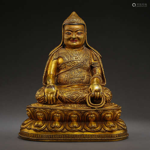 Ancient Tibetan gilt bronze Buddha statue