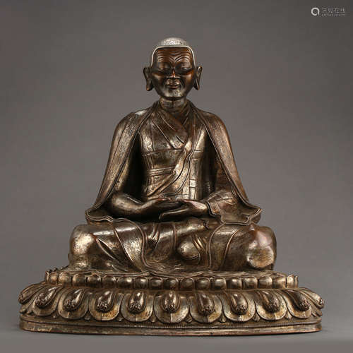 Ancient Tibetan silver Buddha statue