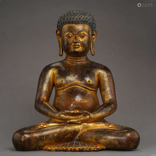 Ancient Tibetan gilt bronze Buddha statue