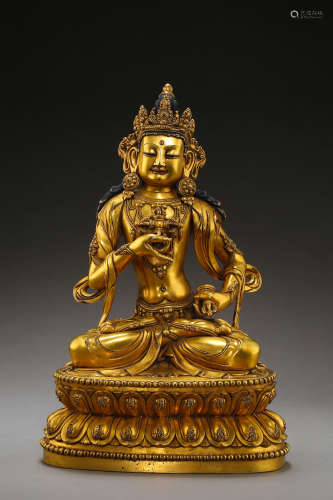 Ancient Tibetan gilt bronze Buddha statue