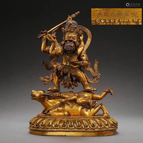 Ancient Tibetan gilt bronze Buddha statue