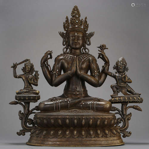 Ancient Tibetan copper alloy Buddha statue