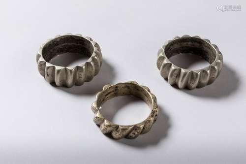 MOROCCO. nThree old silver bracelets decorated wit…