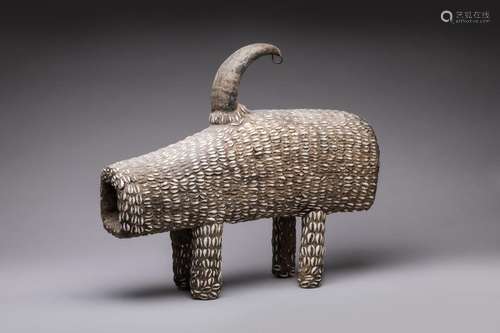 BOZO, Mali nHorn, earth, cowries nZoomorphic sculp…