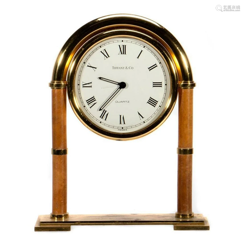 Tiffany & Co. Brass Desk Mantle Clock - Swiss made