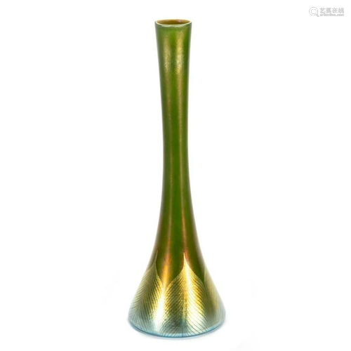 Tiffany green Favrile glass vase