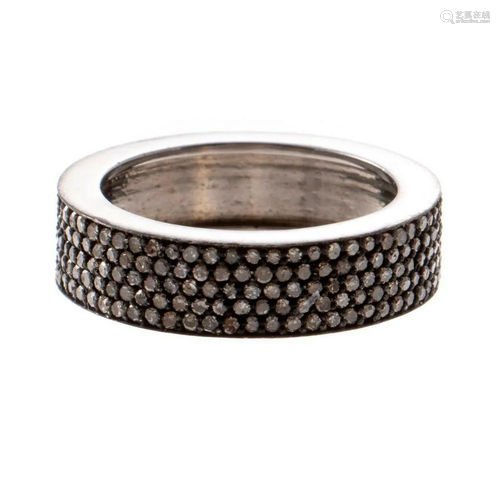 Diamond and blackened silver eternity band