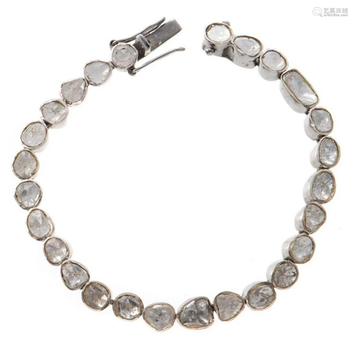 Diamond and silver line bracelet