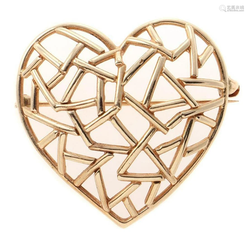 14k gold heart brooch