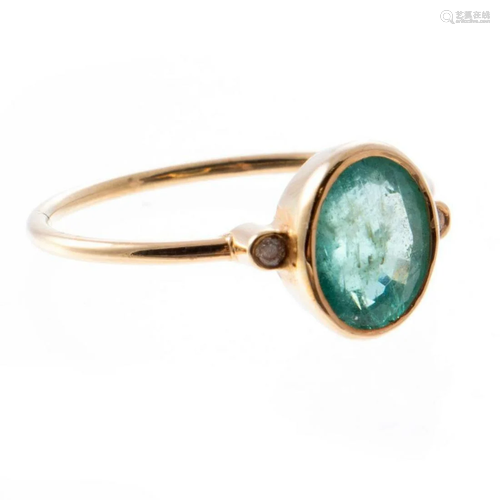 Emerald, diamond and 18k gold ring