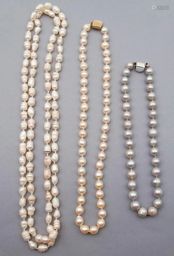 Three baroque cultured pearl necklaces