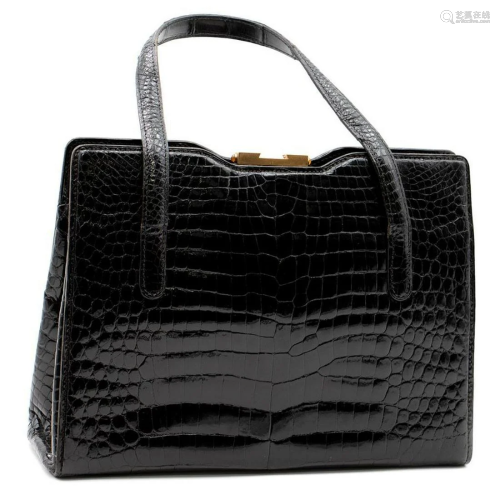 Vintage Gucci black alligator handbag