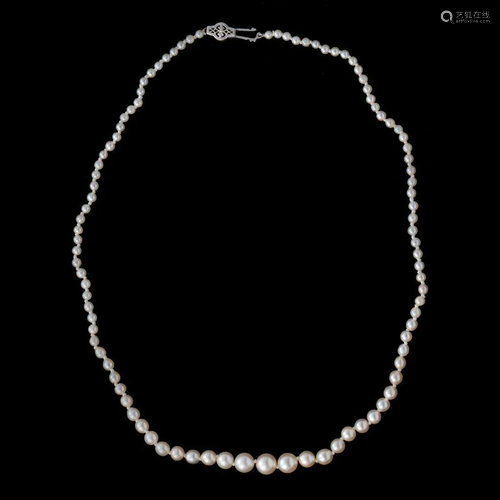 Graduated cultured pearl & 10k white gold neckl…